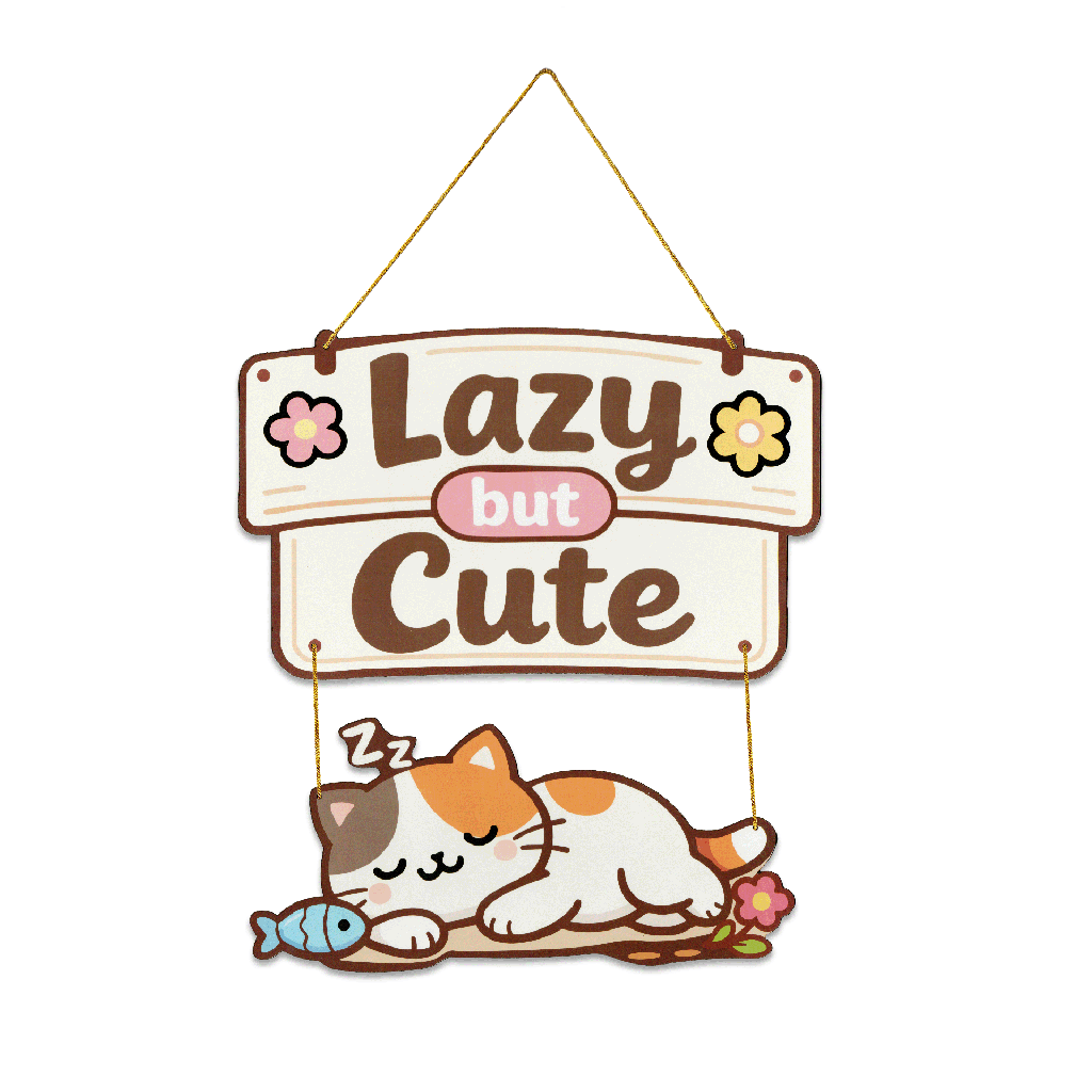 hanging decoration - Lazy but Cute - Cat Wall Hanging
